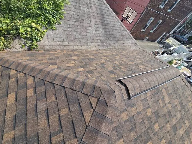 Close-up of new ridge cap and vent