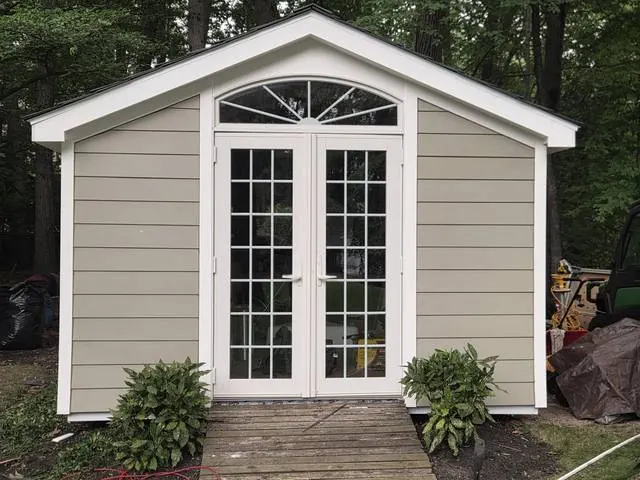 White trim around French doors